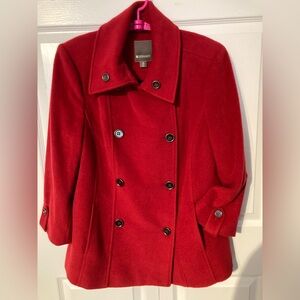 SPANNER Classic Double-Breasted Red Peacoat